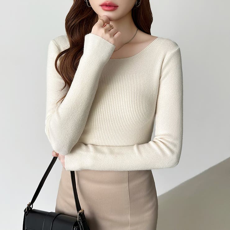 きれいめベーシック ボートネックニット リブニット | COCOMOMO | 詳細画像2 