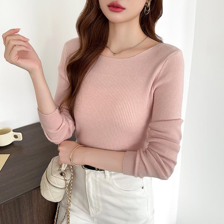 きれいめベーシック ボートネックニット リブニット | COCOMOMO | 詳細画像24 