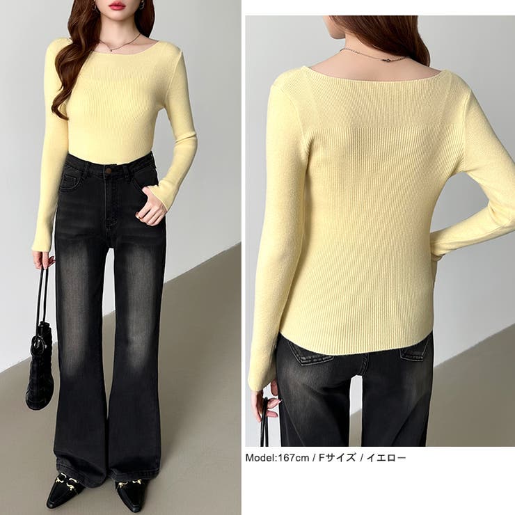 きれいめベーシック ボートネックニット リブニット | COCOMOMO | 詳細画像29 