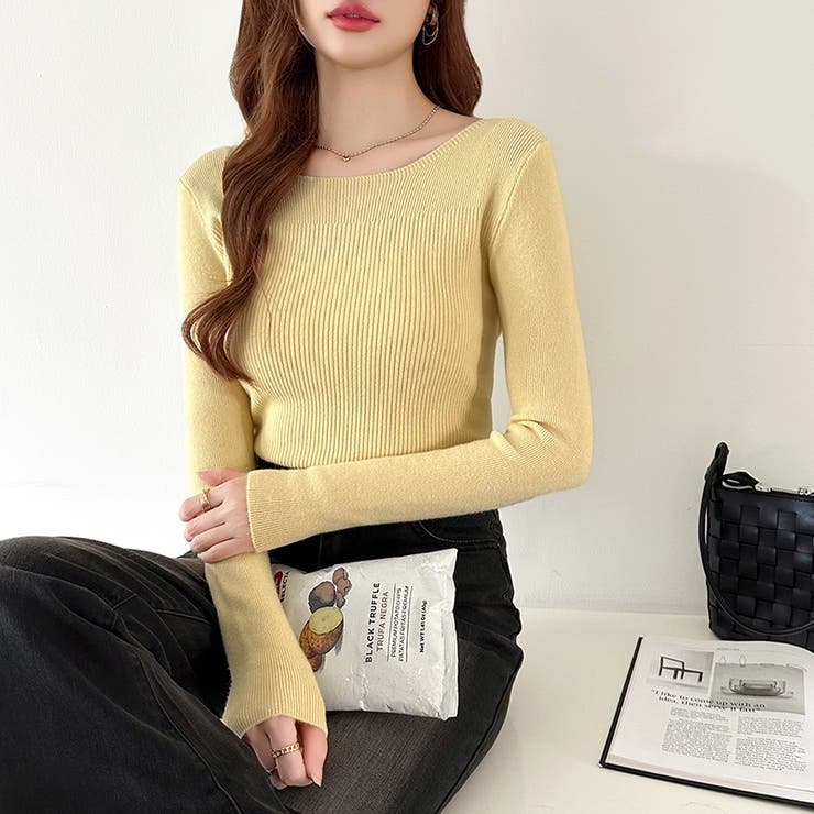 きれいめベーシック ボートネックニット リブニット | COCOMOMO | 詳細画像32 