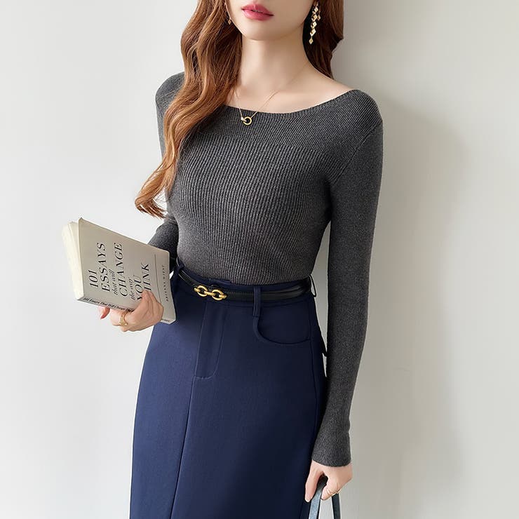 きれいめベーシック ボートネックニット リブニット | COCOMOMO | 詳細画像38 