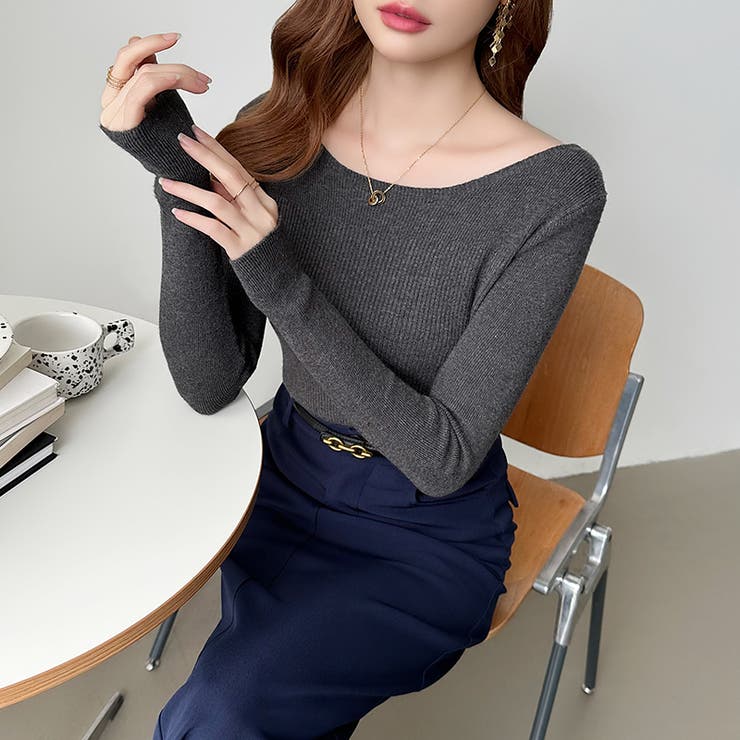 きれいめベーシック ボートネックニット リブニット | COCOMOMO | 詳細画像39 