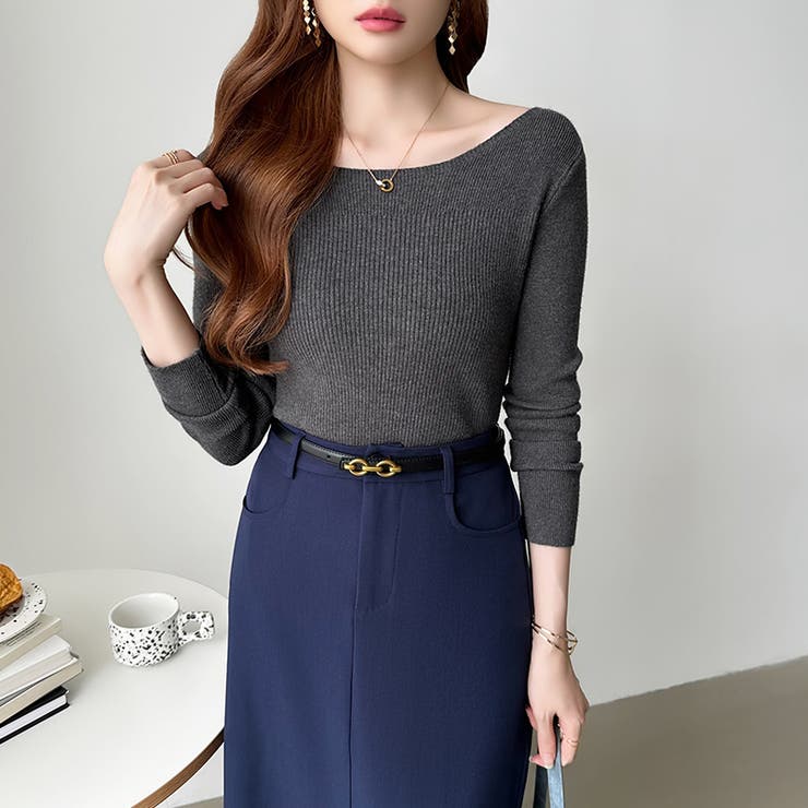 きれいめベーシック ボートネックニット リブニット | COCOMOMO | 詳細画像40 