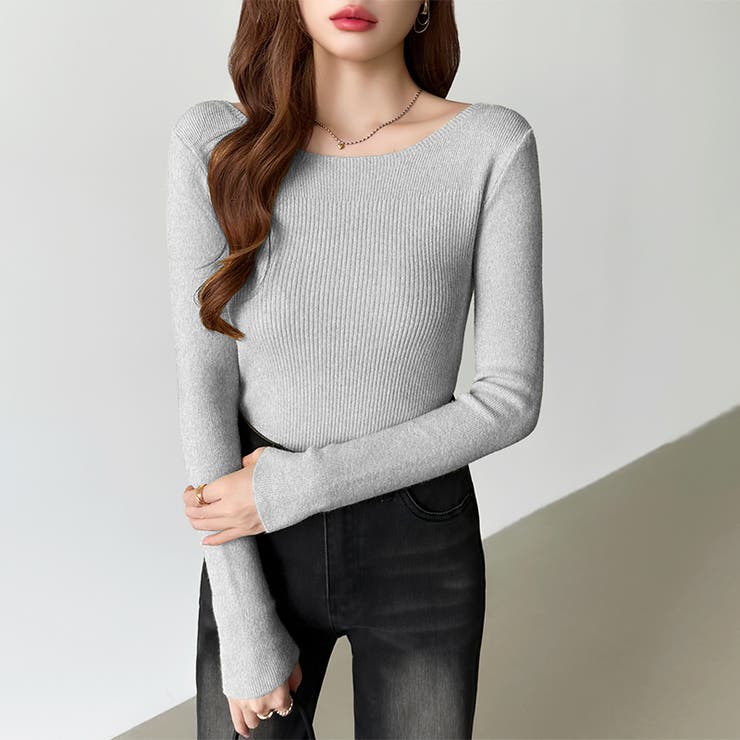 きれいめベーシック ボートネックニット リブニット | COCOMOMO | 詳細画像42 