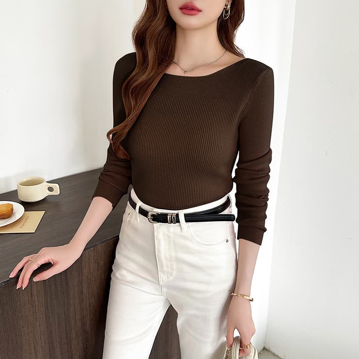 きれいめベーシック ボートネックニット リブニット | COCOMOMO | 詳細画像44 