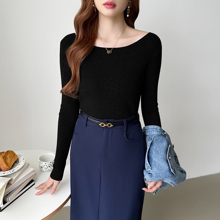 きれいめベーシック ボートネックニット リブニット | COCOMOMO | 詳細画像46 