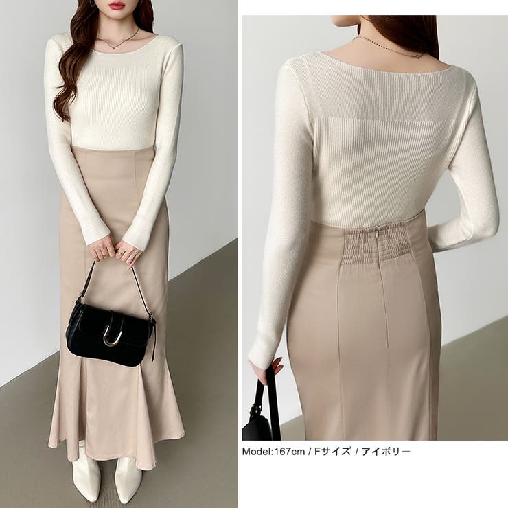 きれいめベーシック ボートネックニット リブニット | COCOMOMO | 詳細画像6 