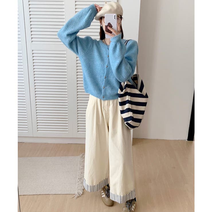 メランジニットカーディガン カーディガン 金ボタンニットトップス | COCOMOMO | 詳細画像10 