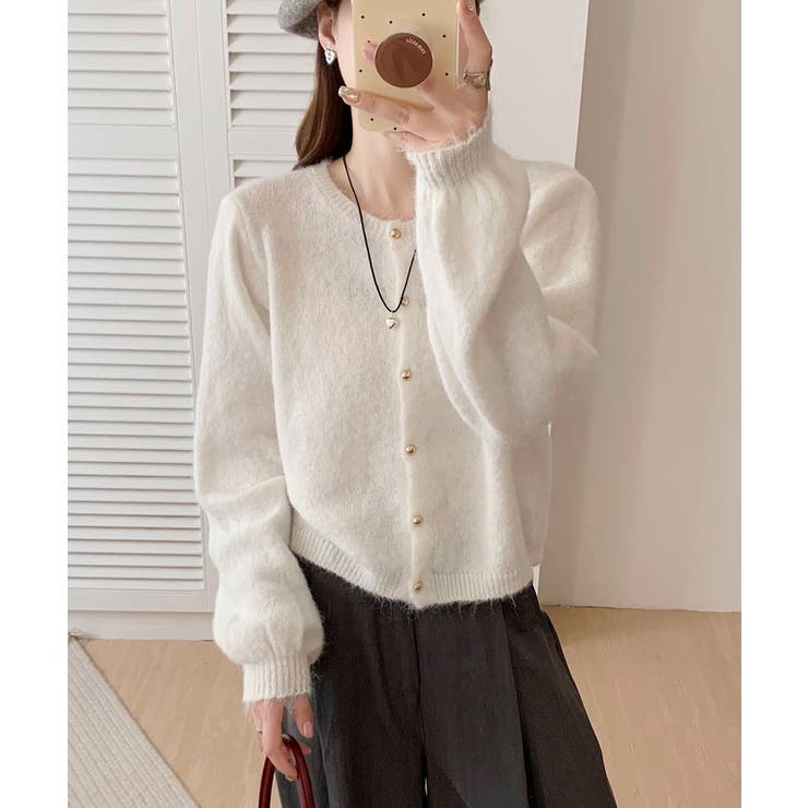 メランジニットカーディガン カーディガン 金ボタンニットトップス | COCOMOMO | 詳細画像13 
