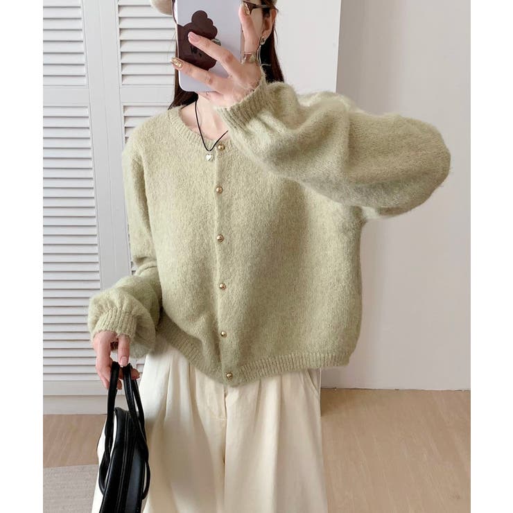 メランジニットカーディガン カーディガン 金ボタンニットトップス | COCOMOMO | 詳細画像14 