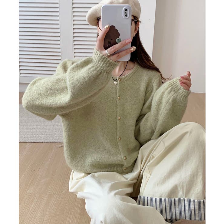 メランジニットカーディガン カーディガン 金ボタンニットトップス | COCOMOMO | 詳細画像16 