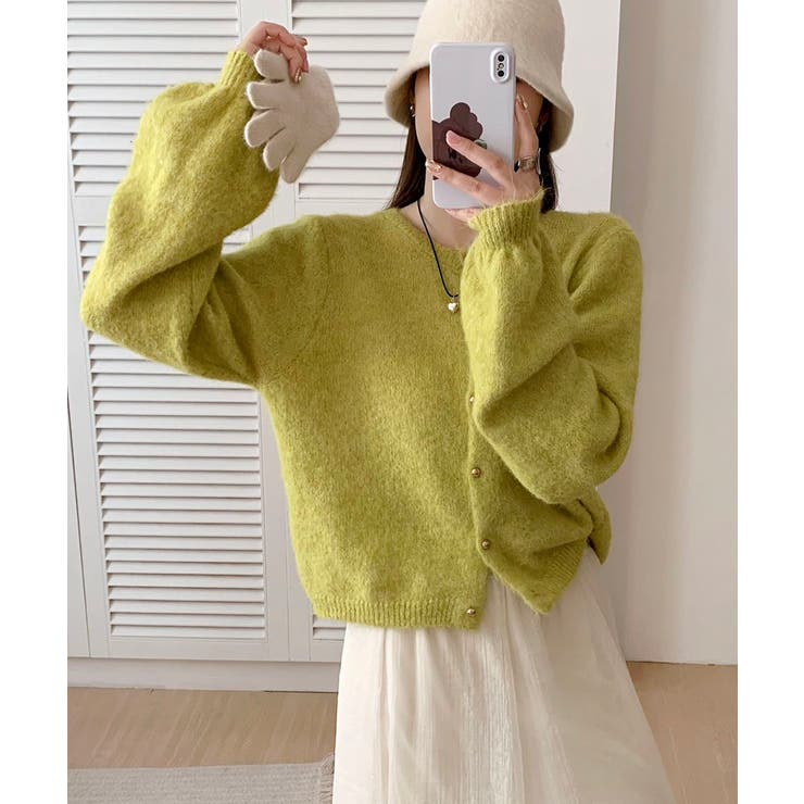 メランジニットカーディガン カーディガン 金ボタンニットトップス | COCOMOMO | 詳細画像17 