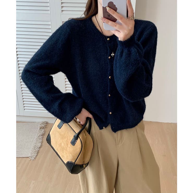 メランジニットカーディガン カーディガン 金ボタンニットトップス | COCOMOMO | 詳細画像22 