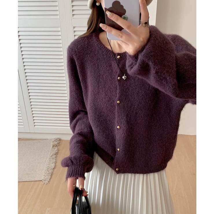 メランジニットカーディガン カーディガン 金ボタンニットトップス | COCOMOMO | 詳細画像5 