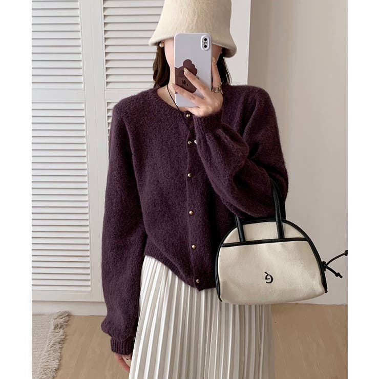 メランジニットカーディガン カーディガン 金ボタンニットトップス | COCOMOMO | 詳細画像7 