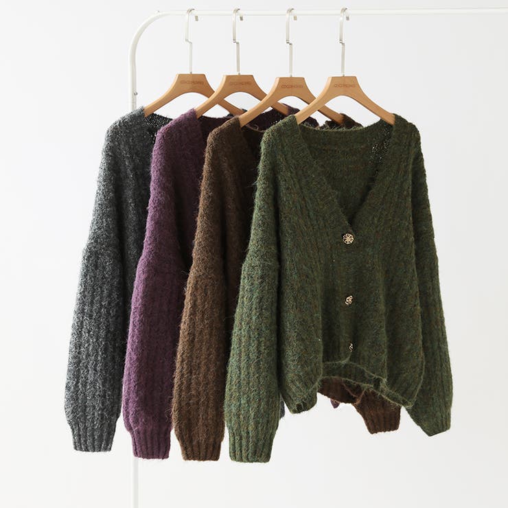 Vネックカーディガン ニットカーディガン 韓国ファッション | COCOMOMO | 詳細画像13 