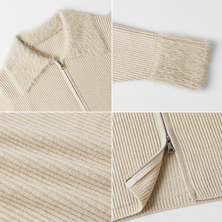 シャギー付きダブルジップカーディガン リブニット カーディガン | COCOMOMO | 詳細画像45 