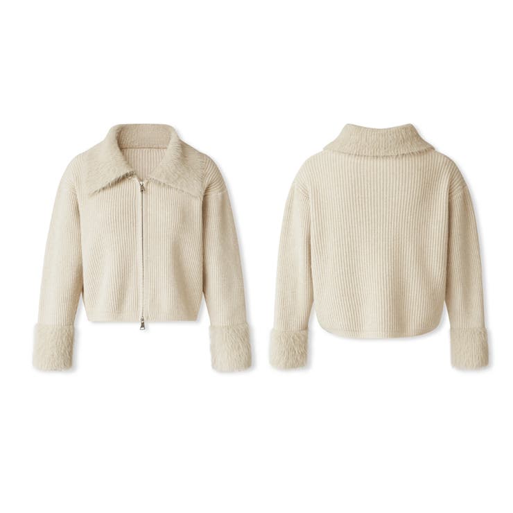 シャギー付きダブルジップカーディガン リブニット カーディガン | COCOMOMO | 詳細画像49 