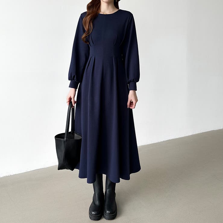 前後2wayで楽しめる ウエストタックワンピース ハーフジップワンピース | COCOMOMO | 詳細画像13 