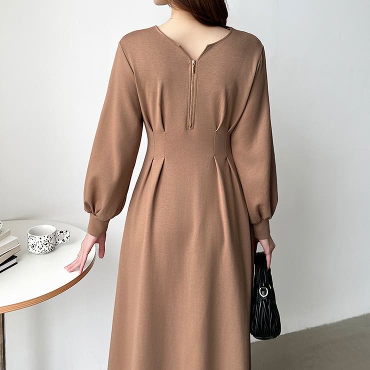 前後2wayで楽しめる ウエストタックワンピース ハーフジップワンピース | COCOMOMO | 詳細画像24 