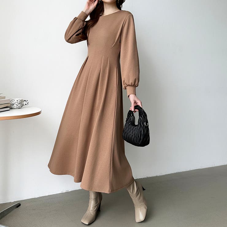 前後2wayで楽しめる ウエストタックワンピース ハーフジップワンピース | COCOMOMO | 詳細画像25 