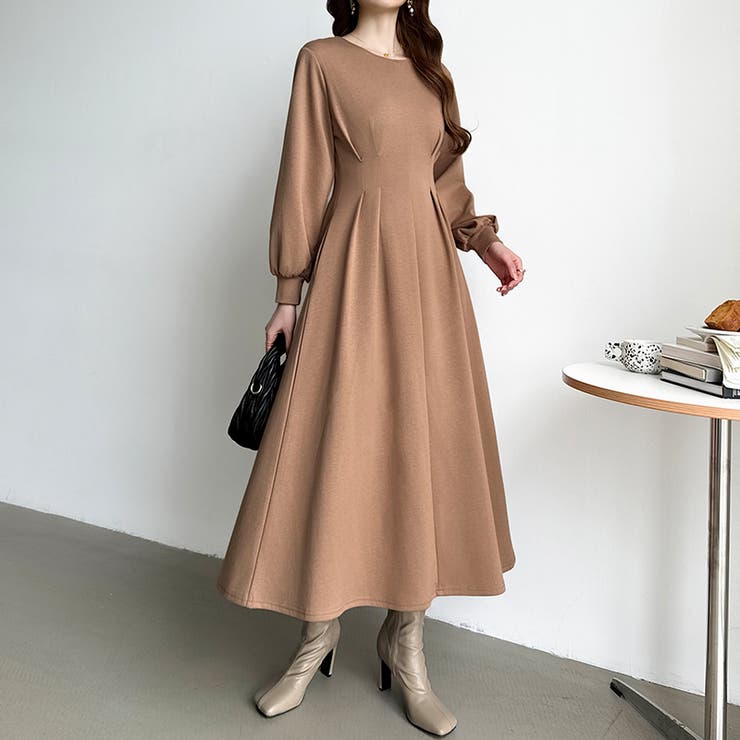 前後2wayで楽しめる ウエストタックワンピース ハーフジップワンピース | COCOMOMO | 詳細画像26 