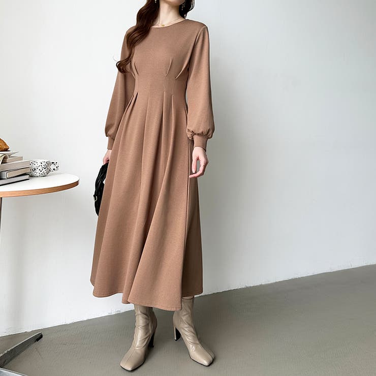 前後2wayで楽しめる ウエストタックワンピース ハーフジップワンピース | COCOMOMO | 詳細画像27 