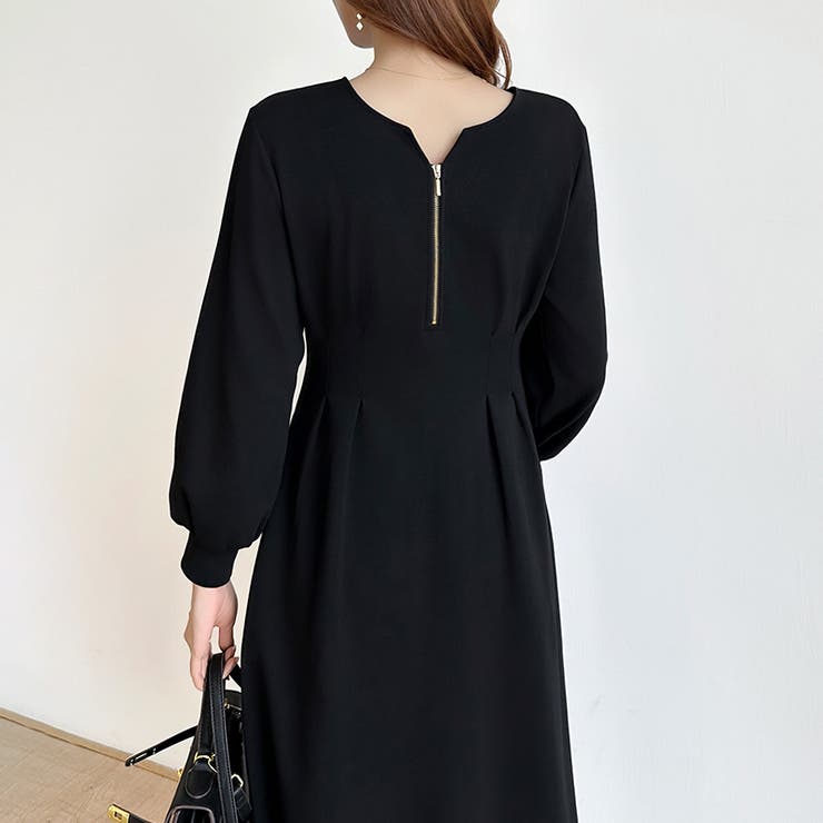 前後2wayで楽しめる ウエストタックワンピース ハーフジップワンピース | COCOMOMO | 詳細画像34 