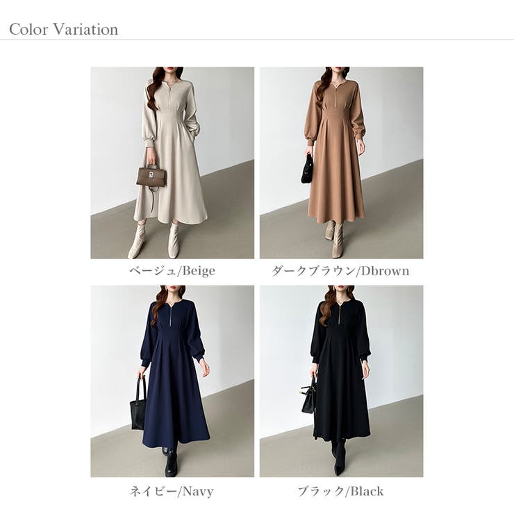 前後2wayで楽しめる ウエストタックワンピース ハーフジップワンピース | COCOMOMO | 詳細画像44 