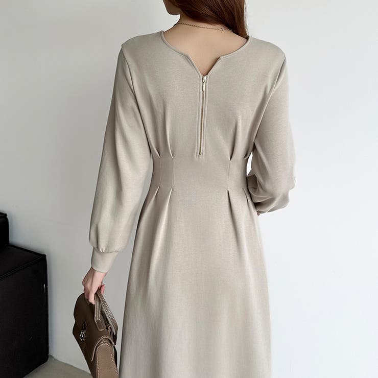 前後2wayで楽しめる ウエストタックワンピース ハーフジップワンピース | COCOMOMO | 詳細画像7 