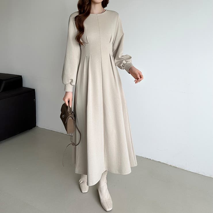 前後2wayで楽しめる ウエストタックワンピース ハーフジップワンピース | COCOMOMO | 詳細画像9 