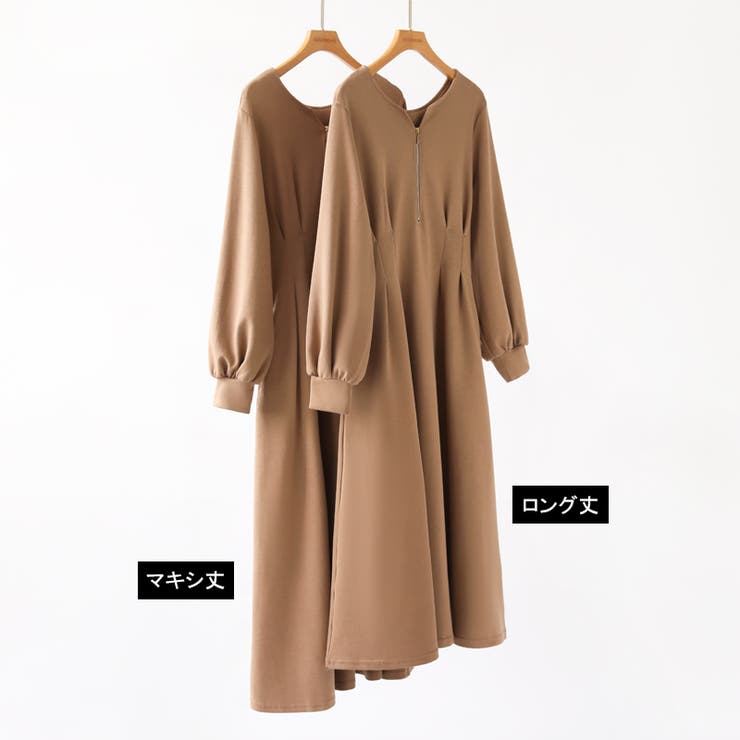 前後2wayで楽しめる ウエストタックワンピース ハーフジップワンピース | COCOMOMO | 詳細画像41 