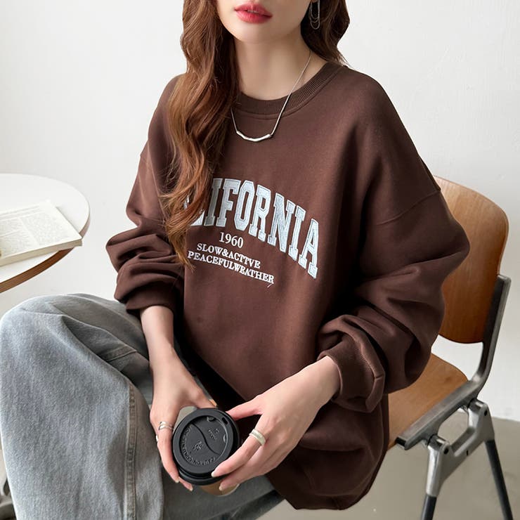 ロゴ刺繍オーバーサイズトレーナー スウェット ロゴスウェット | COCOMOMO | 詳細画像22 