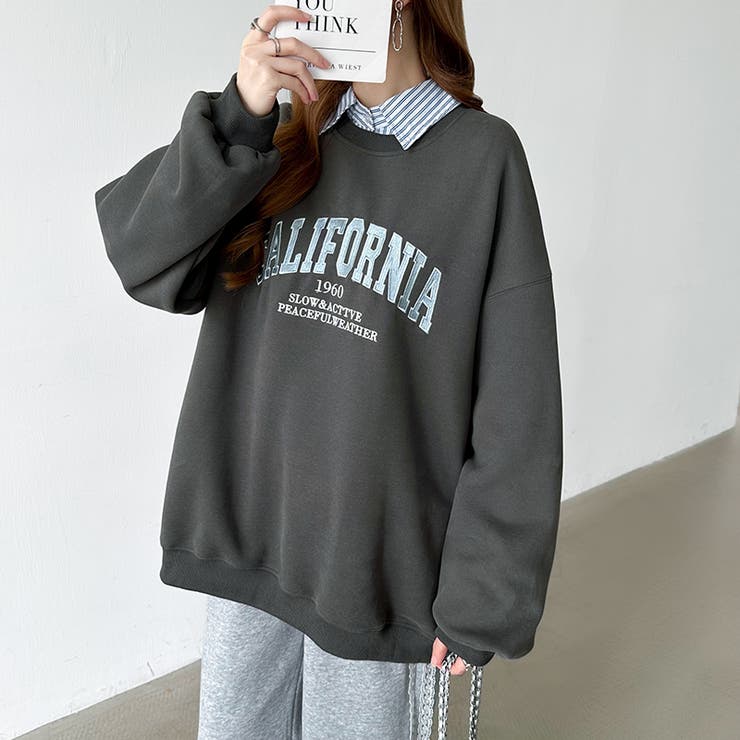 ロゴ刺繍オーバーサイズトレーナー スウェット ロゴスウェット | COCOMOMO | 詳細画像40 