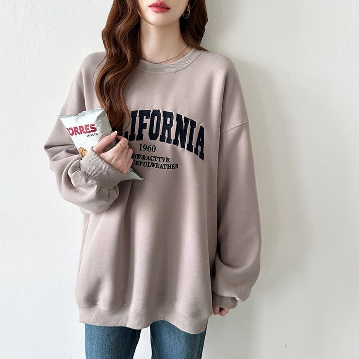 ロゴ刺繍オーバーサイズトレーナー スウェット ロゴスウェット | COCOMOMO | 詳細画像8 
