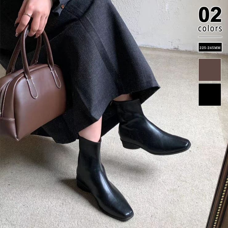 ショートブーツ スクエアトゥブーツ ローヒール | COCOMOMO | 詳細画像1 