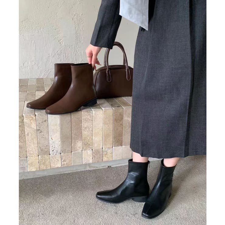 ショートブーツ スクエアトゥブーツ ローヒール | COCOMOMO | 詳細画像3 