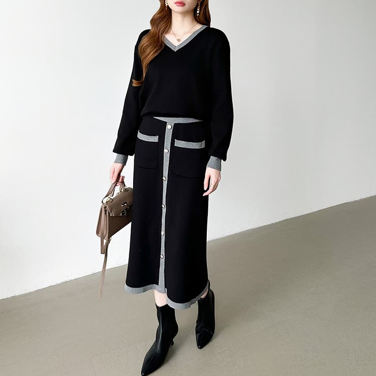 ニットセットアップ セットアップ スカート[品番：COCW0006672