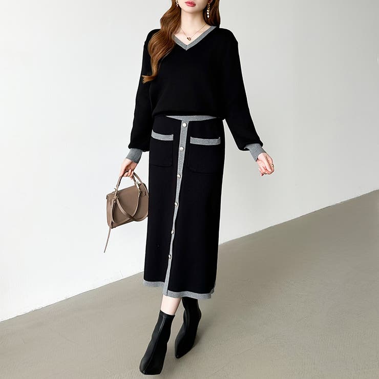 ニットセットアップ セットアップ スカート[品番：COCW0006672