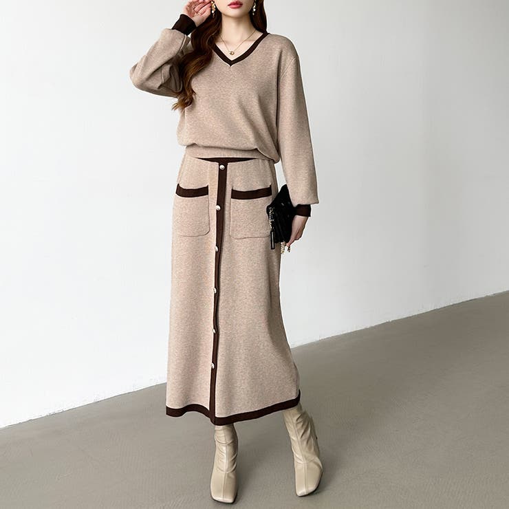 ニットセットアップ セットアップ スカート[品番：COCW0006672