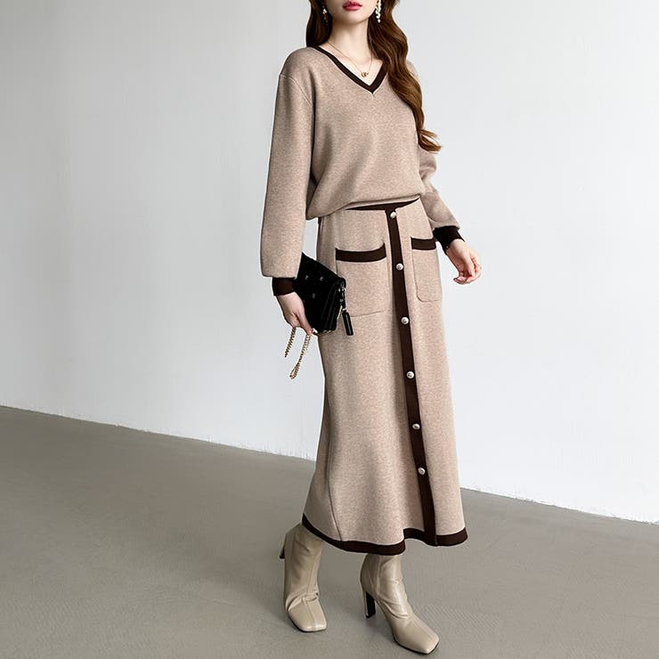 ニットセットアップ セットアップ スカート[品番：COCW0006672