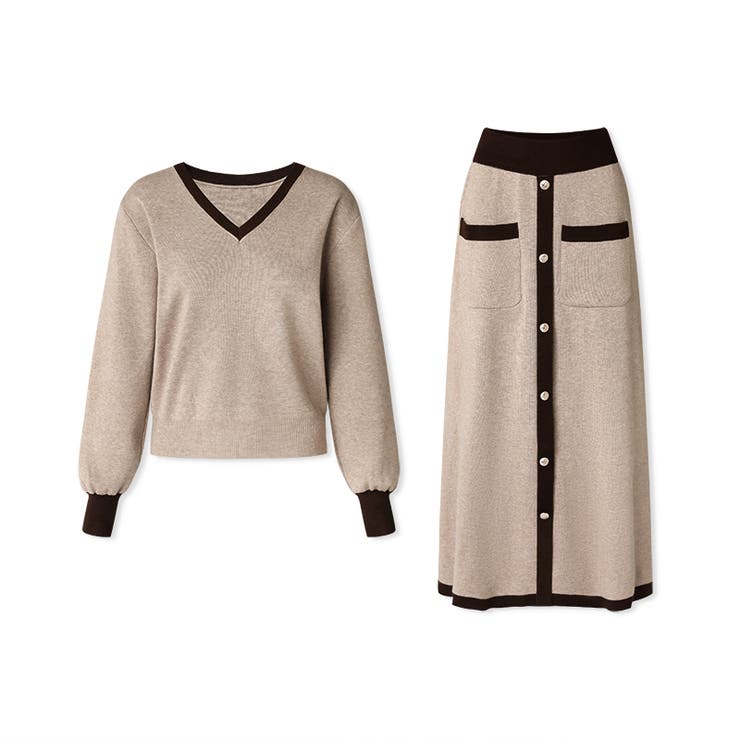 ニットセットアップ セットアップ スカート[品番：COCW0006672