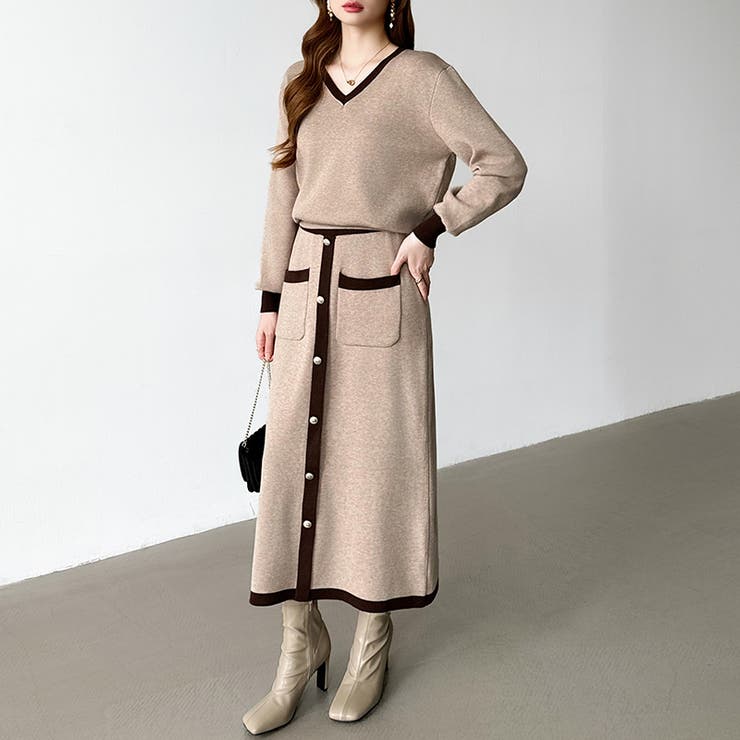 ニットセットアップ セットアップ スカート[品番：COCW0006672