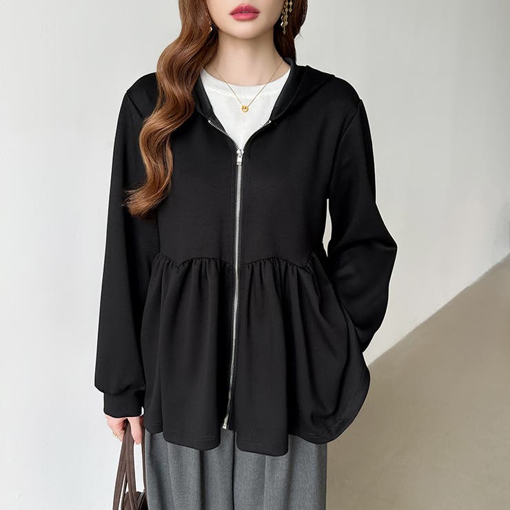 カジュアルに、大人フェミニン。 ペプラムパーカー ジップパーカー | COCOMOMO | 詳細画像16 