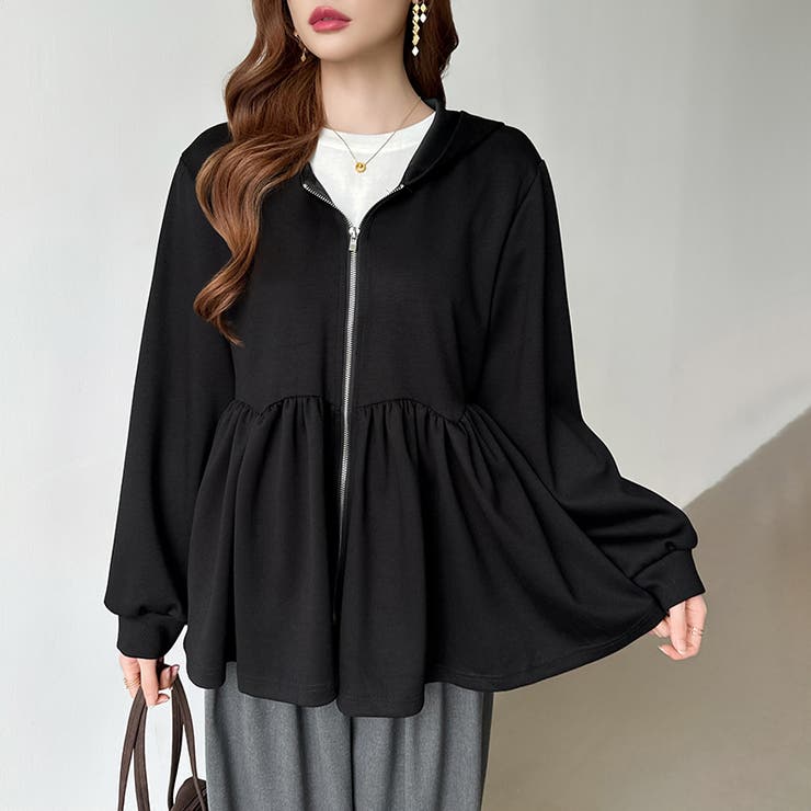 カジュアルに、大人フェミニン。 ペプラムパーカー ジップパーカー | COCOMOMO | 詳細画像17 