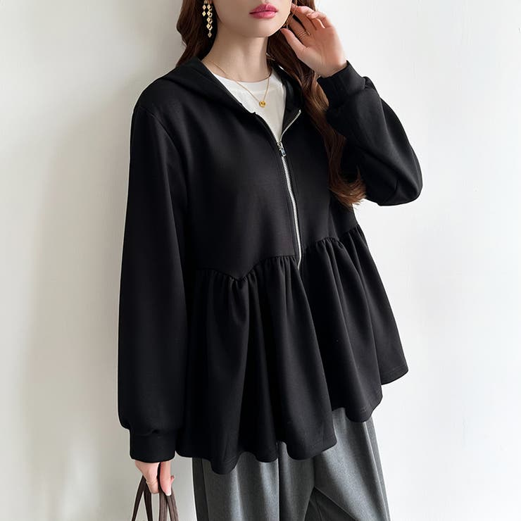 カジュアルに、大人フェミニン。 ペプラムパーカー ジップパーカー | COCOMOMO | 詳細画像21 