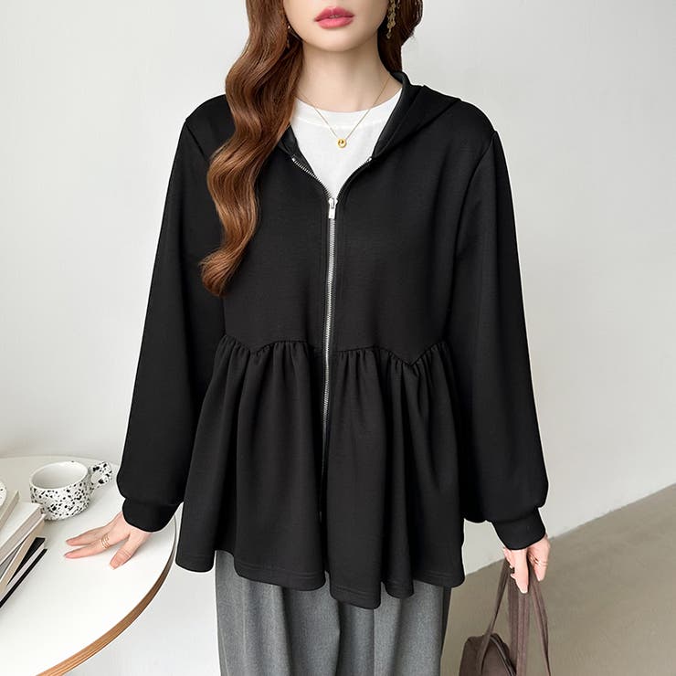 カジュアルに、大人フェミニン。 ペプラムパーカー ジップパーカー | COCOMOMO | 詳細画像22 