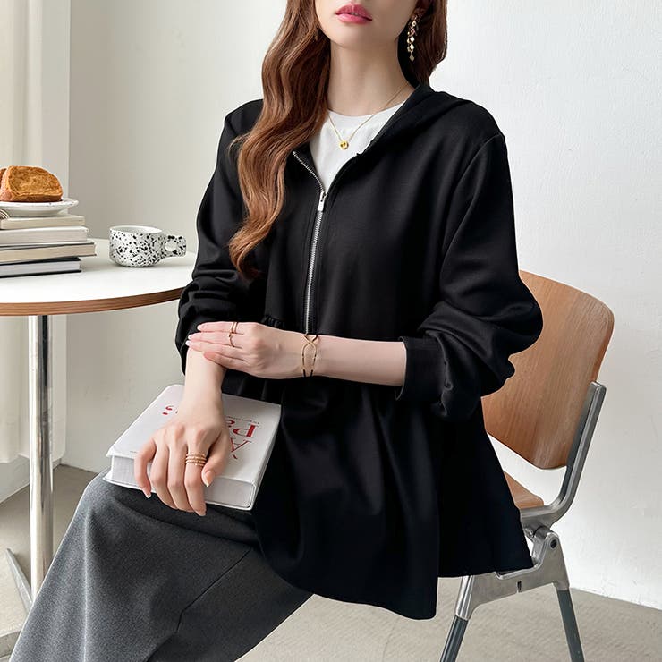 カジュアルに、大人フェミニン。 ペプラムパーカー ジップパーカー | COCOMOMO | 詳細画像23 