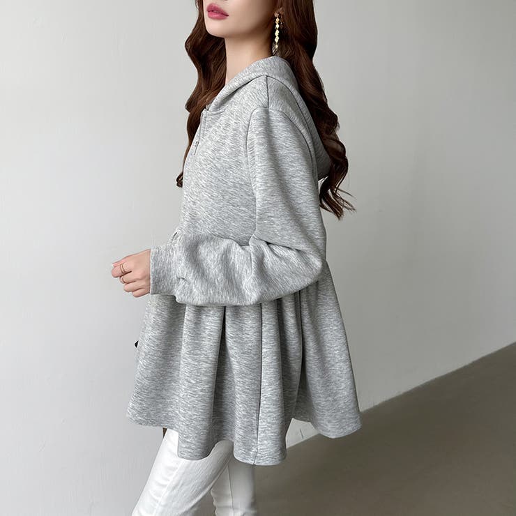 カジュアルに、大人フェミニン。 ペプラムパーカー ジップパーカー | COCOMOMO | 詳細画像3 