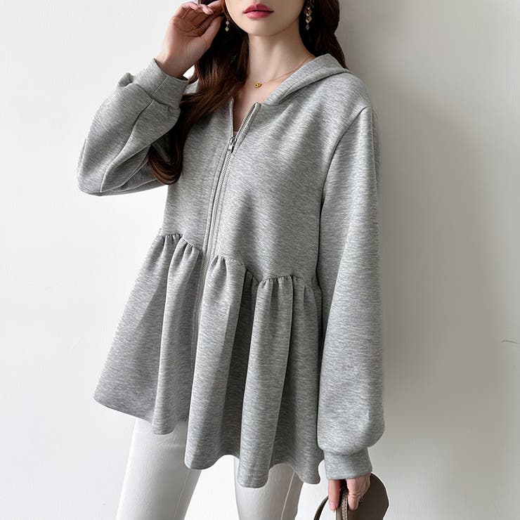 カジュアルに、大人フェミニン。 ペプラムパーカー ジップパーカー | COCOMOMO | 詳細画像5 